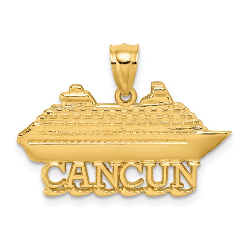 14k Yellow Gold Cancun Mexico Cruise Ship Travel Vacation Pendant Charm