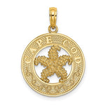 Load image into Gallery viewer, 14k Yellow Gold Cape Cod Starfish Round Circle Pendant Charm
