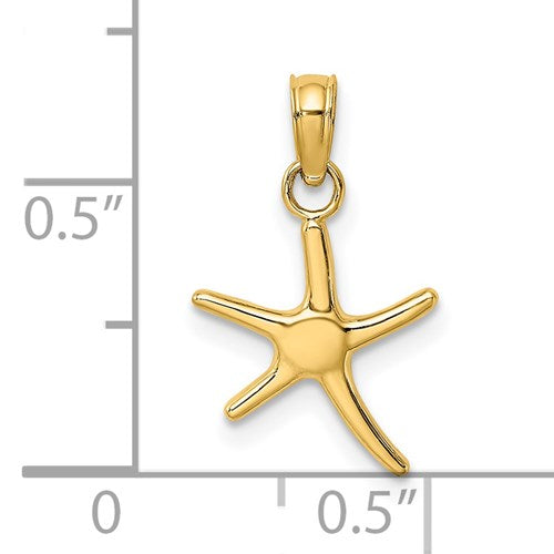 14k Yellow Gold Starfish Small Pendant Charm