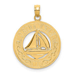 Afbeelding in Gallery-weergave laden, 14k Yellow Gold Pentwater MI Sailboat Round Circle Pendant Charm
