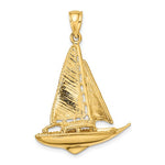 Indlæs billede til gallerivisning 14k Yellow Gold Sailboat Sailing 3D Large Pendant Charm
