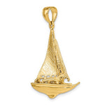 画像をギャラリービューアに読み込む, 14k Yellow Gold Sailboat Sailing 3D Large Pendant Charm
