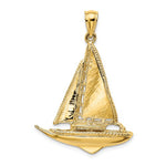이미지를 갤러리 뷰어에 로드 , 14k Yellow Gold Sailboat Sailing 3D Large Pendant Charm
