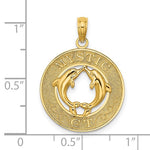 Afbeelding in Gallery-weergave laden, 14k Yellow Gold Mystic CT Dolphins Round Circle Pendant Charm
