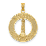 Load image into Gallery viewer, 14k Yellow Gold Mystic CT Lighthouse Round Circle Pendant Charm
