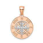 Cargar imagen en el visor de la galería, 14k Rose White Gold Nautical Compass Medallion Pendant Charm

