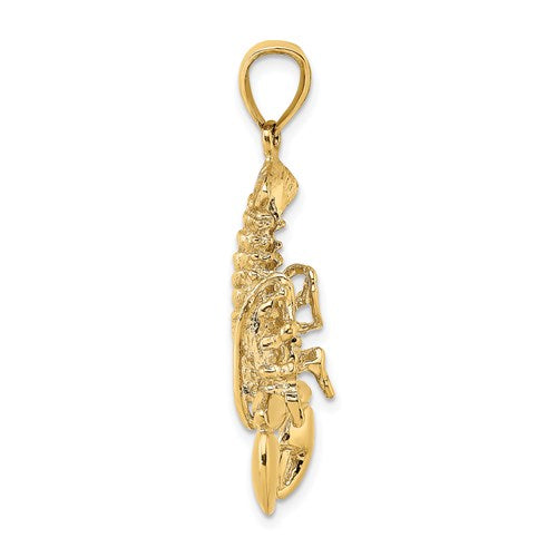 14k Yellow Gold Lobster Large Moveable Pendant Charm