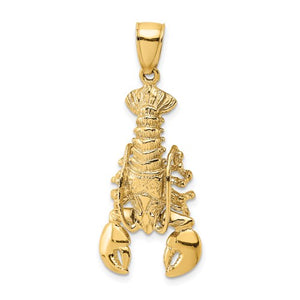 14k Yellow Gold Lobster Large Moveable Pendant Charm