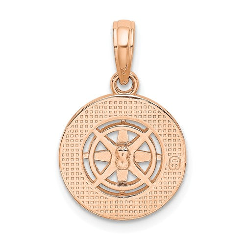 14k Rose White Gold Two Tone Nautical Compass Medallion Pendant Charm