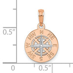 Lataa kuva Galleria-katseluun, 14k Rose White Gold Two Tone Nautical Compass Medallion Pendant Charm

