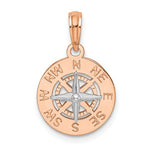 Lataa kuva Galleria-katseluun, 14k Rose White Gold Two Tone Nautical Compass Medallion Pendant Charm

