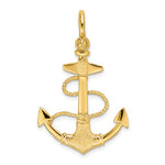 画像をギャラリービューアに読み込む, 14k Yellow Gold Anchor Rope Shackle Textured 3D Pendant Charm
