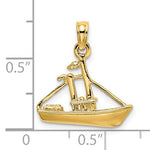 Charger l&#39;image dans la galerie, 14k Yellow Gold Cargo Ship with Tugboat Sailing 3D Pendant Charm
