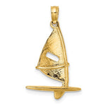 Load image into Gallery viewer, 14k Yellow Gold Windsail Surfing Board Sailing 3D Pendant Charm
