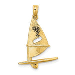 Indlæs billede til gallerivisning 14k Yellow Gold Windsail Surfing Board Sailing 3D Pendant Charm
