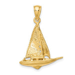 Load image into Gallery viewer, 14k Yellow Gold Sailboat Sailing 3D Pendant Charm
