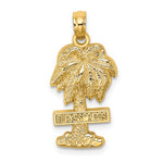 Afbeelding in Gallery-weergave laden, 14k Yellow Gold Turks Caicos Palm Tree Island Travel Pendant Charm
