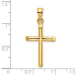 Kép betöltése a galériamegjelenítőbe: 14k Yellow Gold Cylinder Cross Polished Pendant Charm

