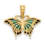 Charger l&#39;image dans la galerie, 14k Yellow Gold with Enamel Blue Butterfly Small Pendant Charm
