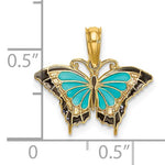 Afbeelding in Gallery-weergave laden, 14k Yellow Gold with Enamel Blue Butterfly Small Pendant Charm
