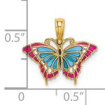 Indlæs billede til gallerivisning 14k Yellow Gold with Enamel Colorful Butterfly Small Pendant Charm
