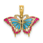 Indlæs billede til gallerivisning 14k Yellow Gold with Enamel Colorful Butterfly Small Pendant Charm
