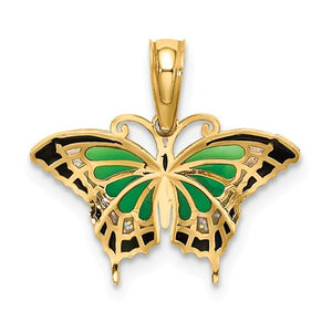 14k Yellow Gold with Enamel Butterfly Small Pendant Charm