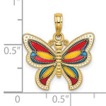 Charger l&#39;image dans la galerie, 14k Yellow Gold with Enamel Butterfly Pendant Charm
