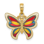 Lataa kuva Galleria-katseluun, 14k Yellow Gold with Enamel Butterfly Pendant Charm
