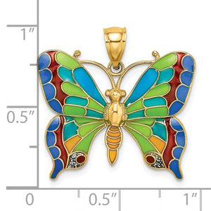 14k Yellow Gold with Enamel Butterfly Pendant Charm