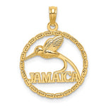 Indlæs billede til gallerivisning 14k Yellow Gold Jamaica Hummingbird Circle Round Travel Pendant Charm
