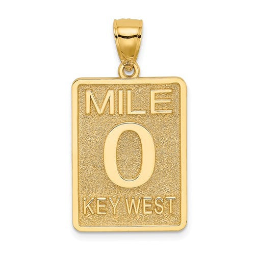 14k Yellow Gold Florida Key West Mile 0 Marker Travel Pendant Charm