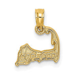 Afbeelding in Gallery-weergave laden, 14k Yellow Gold Cape Cod Island Map Pendant Charm
