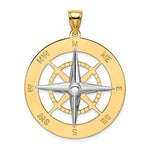 Kép betöltése a galériamegjelenítőbe: 14k Gold Two Tone Large Nautical Compass Medallion Pendant Charm
