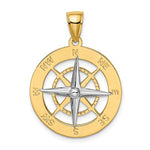 Cargar imagen en el visor de la galería, 14k Gold Two Tone Nautical Compass Medallion Pendant Charm
