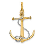 Load image into Gallery viewer, 14k Yellow 14k White Gold Anchor Rope T Bar Shackle Bail 3D Pendant Charm
