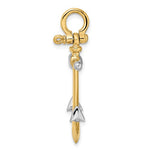 Load image into Gallery viewer, 14k Yellow Gold Anchor Long T Bar Shackle Bail 3D Pendant Charm
