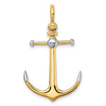 Afbeelding in Gallery-weergave laden, 14k Yellow Gold Anchor Long T Bar Shackle Bail 3D Pendant Charm

