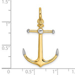 Load image into Gallery viewer, 14k Yellow Gold Anchor Long T Bar Shackle Bail 3D Pendant Charm
