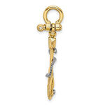 Lade das Bild in den Galerie-Viewer, 14k Yellow 14k White Gold Two Tone Anchor Shackle Rope 3D Pendant Charm

