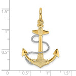 Load image into Gallery viewer, 14k Yellow 14k White Gold Two Tone Anchor Shackle Rope 3D Pendant Charm
