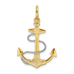 Load image into Gallery viewer, 14k Yellow 14k White Gold Two Tone Anchor Shackle Rope 3D Pendant Charm
