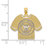 画像をギャラリービューアに読み込む, 14K Yellow Gold Rhodium United States US Navy USN T Shirt Pendant Charm
