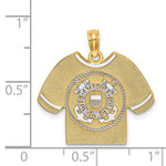 Załaduj obraz do przeglądarki galerii, 14K Yellow Gold Rhodium United States Coast Guard USCG T Shirt Pendant Charm
