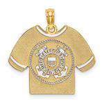 Afbeelding in Gallery-weergave laden, 14K Yellow Gold Rhodium United States Coast Guard USCG T Shirt Pendant Charm
