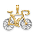 Lataa kuva Galleria-katseluun, 14k Yellow White Gold Two Tone Ten Speed Bicycle 3D Moveable Pendant Charm
