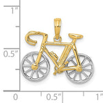 Lataa kuva Galleria-katseluun, 14k Yellow White Gold Two Tone Ten Speed Bicycle 3D Moveable Pendant Charm
