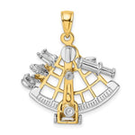 Load image into Gallery viewer, 14k Gold Two Tone Sextant Nautical Compass Moveable 3D Pendant Charm
