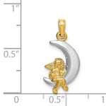 Charger l&#39;image dans la galerie, 14k Yellow Gold Celestial Moon with Angel Pendant Charm
