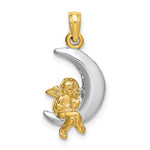 Kép betöltése a galériamegjelenítőbe: 14k Yellow Gold Celestial Moon with Angel Pendant Charm
